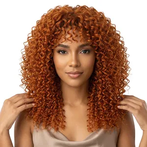 Long Honey Brown <b>Curly</b> Human Hair <b>Wig</b> Full Length Body Wave Natural Texture - Product Image 4