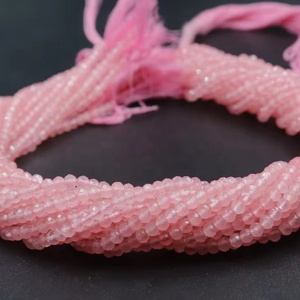 Cuentas Rondelle facetadas de cuarzo rosa Cuentas de cuarzo rosa de 3,5mm Cuentas de cuarzo rosa - Product Image 1