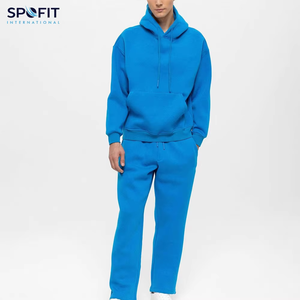 Conjunto de Sudadera con Capucha y Pantalones Deportivos de 2 Piezas para Hombre, Estilo Urbano, Otoño-Invierno, Color Sólido, Cierre con Cordón, Estampado Serigrafiado, 100% Algodón - Product Image 1