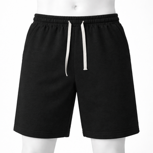 Pantalones cortos deportivos de algodón para hombre, transpirables, holgados, con cordón, cintura elástica, pantalones cortos para correr y hacer ejercicio en el gimnasio con bolsillos - Product Image 2