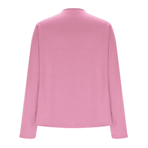 Adult Women's Pink Three Quarter Sleeve Knitted Cardigan O Neck Button Front Casual Sweater All Seasons Wear - Product Image 2
