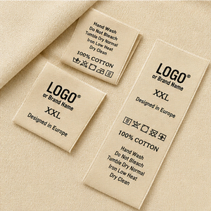 Etiquetas Tejidas con Logotipo Personalizado al por Mayor Directo de Fábrica, Etiquetas de Cuello de Tela Damasco Ecológicas de Primera Calidad, Plegado Central y Plegado en las Extremidades, Etiquetas para Prendas - Product Image 1