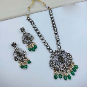 Heritage Pota Stone <b>Pearl</b> and Beads Temple Necklace <b>Set</b>-Fine <b>Jewelry</b> - Product Image 2