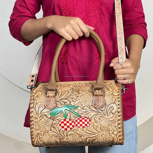 Bolsos de Viaje de Cuero Genuino con Diseño Floral, Precio de Fábrica al por Mayor, Bolsos Cruzados de Moda Personalizados para Fin de Semana - Product Image 2