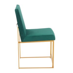 Ensemble de 2 chaises de salle à manger contemporaines Fuji à dossier haut en velours doré et vert par High Back - Product Image 3