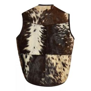 2024 dernière conception de haute qualité élégant cheveux de vache sur le gilet en cuir pour hommes meilleure qualité en cuir véritable gilet - Product Image 5