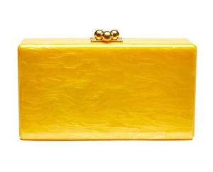 Bolso de mano de resina con diseño geométrico para mujer, con correa de noche de cristal metálico, cadena dorada y cierre magnético - Product Image 2