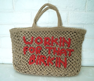 Bolso Tote de Yute Tejido a Crochet Bonjour Habibi para Mujer, Estilo Bohemio, Veraniego, para Playa, Hecho a Mano, Ligero, Resistente al Agua, con Cierre de Cremallera y Parte Superior Abierta - Product Image 2