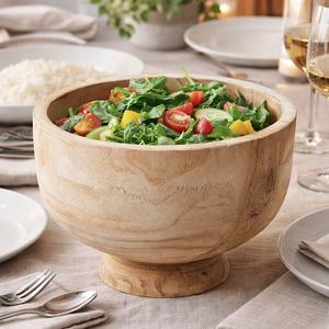 Tazón de Madera Maciza Hecho a Mano, Tazón de Madera Rústico Natural para Servir Ensaladas, Frutas, Vajilla para Mesa de Comedor, Cocina, Hogar, Restaurantes - Product Image 4