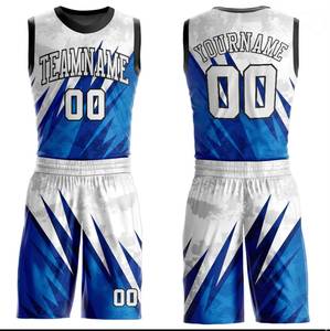 Ensemble de maillots de basket-ball personnalisés imprimés par transfert thermique, unisexe, respirant, débardeur en mesh, short, imprimé géométrique sur le devant, polyester/coton - Product Image 1
