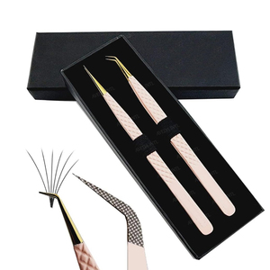 แหนบปลายไฟเบอร์ สลักโลโก้ได้ ผลิตจากเหล็กญี่ปุ่น สำหรับต่อขนตาแบบเส้นตรงและแบบวอลลุ่ม  ขนาดเล็ก งอ 45 และ 90 องศา - Product Image 1