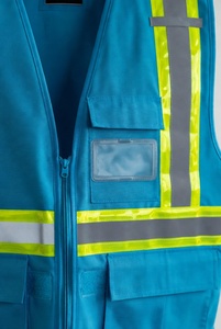 Gilet de sécurité réfléchissant bleu avec panneaux en maille et plusieurs poches pour les travaux de construction et de circulation - Product Image 4