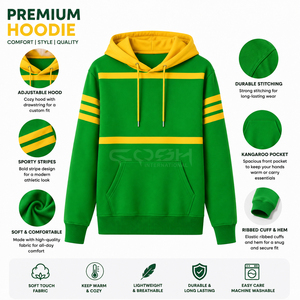 Sudadera con Capucha Cosh International Sorority Sisterhood en Verde y Amarillo con Bloques de Color, Sudadera Informal para Mujer con Bolsillos y Logotipo Personalizado en la Parte Delantera - Product Image 6