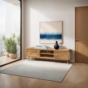 High Quality Solid Wood TV <b>Cabinet</b> with Storage Compartments Sliding Doors Entertainment Unit for Living Room Hotel Apartment Pr - Product Image 2