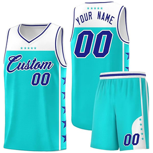 ชุดยูนิฟอร์มบาสเก็ตบอลแบบกำหนดเอง ชุดเสื้อเจอร์ซีย์พิมพ์ลายดิจิตอล กางเกงขาสั้น ชุดโลโก้แบบกำหนดเอง ชื่อ หมายเลข ชุดกีฬาฝึกซ้อมวิทยาลัย คอวี แขนกุด - Product Image 1