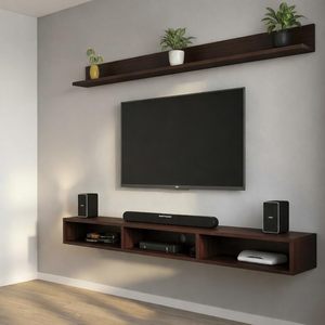 Meuble TV, Meuble mural LCD, Support mural pour téléviseur, Panneau TV, et Unité murale en bois, Meuble/Support mural pour téléviseur en bois d'ingénierie (Wengé) - Product Image 3