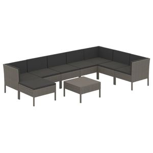 Conjunto de Muebles de Jardín de Ratán PE Gris con Acero con Recubrimiento en Polvo, Producto de Poliéster Duradero para Uso en Exteriores - Product Image 2