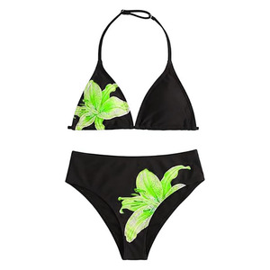 Traje de Baño Bikini con Estampado Floral para Mujer, Triangular, de Dos Piezas, con Logotipo Personalizado, Secado Rápido, Shorts de Poliéster Tejido con Borlas, Talla S - Product Image 6