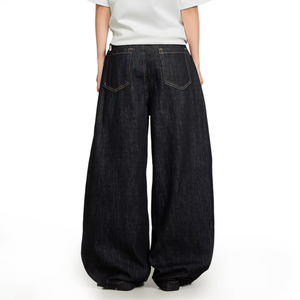 Pantalones Vaqueros Anchos de Mezclilla Azul Oscuro para Hombre, Cintura Alta, Corte Holgado, Cierre de Botones, Estilo Casual de Otoño - Product Image 3
