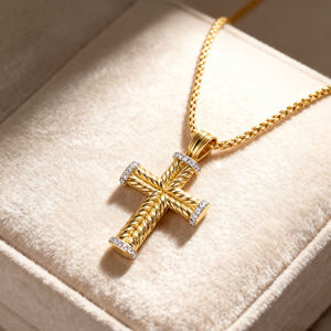 Trendy Cross-Inspired Lab-Grown Diamond <b>Necklace</b>: 18K <b>Solid</b> Gold, Hip-hop Vibe, Ideal for Celebrations, Gifting & Bulk Wholesall - Product Image 5