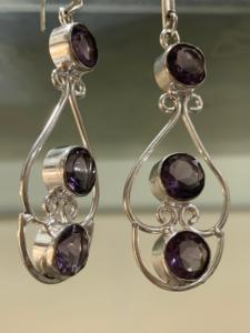 Boucles d'oreilles en améthyste, bijoux faits à la main pour femme, pierre de naissance de mai, pierre naturelle, prix attractif - Product Image 2