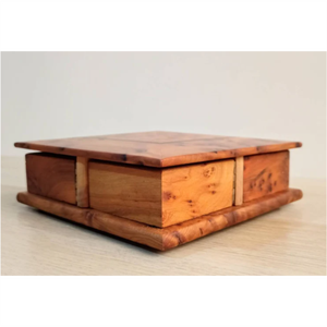 Handmade Burl Wood Jewelry <b>Box</b> 4-<b>Drawer</b> Rotating <b>Storage</b> Organizer Vintage Luxury Decorative Wooden Treasure Case for Gifts - Product Image 6