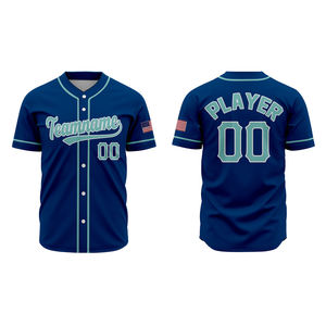 Maillot de baseball violet personnalisé pour homme, en polyester respirant, uniforme d'équipe adulte avec patch drapeau américain - Product Image 4