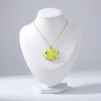 Collier pendentif tendance en forme de poisson pour femme, pierre précieuse naturelle Préhnite Jade, style unique, best-seller, bijoux à porter au quotidien