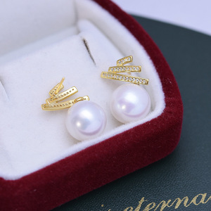 Boucles d'oreilles carrées en perles d'eau douce classiques et polyvalentes de 10 à 11 mm, accessoires d'oreille pour femmes fortes - Product Image 3