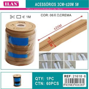 Fermeture éclair Ilan 3 cm x 20 m n° 5 couleur crème pour couture et artisanat - Product Image 3