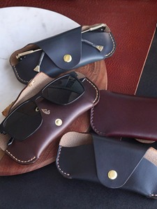 New Genuine Leather Classic Handmade <b>Glasses</b> Cover Luxury Eyewear <b>Case</b> Water Resistant Lightweight Sunglasses Pouch LGC-0122 - Product Image 5