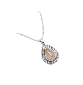 Pendentif mode rutile doré pendentif en argent sterling 925 avec pierres précieuses bijoux faits à la main pendentif de créateur en forme de poire cadeau pour elle - Product Image 1