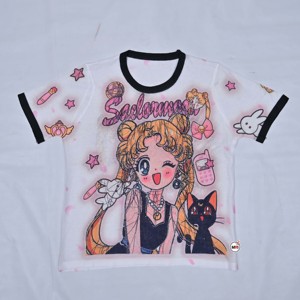 Premium Quality Women's <b>T</b>-<b>shirt</b> Polyester Knitted Short Sleeve Crew Neck Printed Rhinestones Beading Customizable Eco-Friendly - Product Image 5