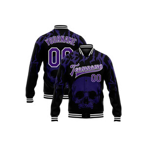 Chaqueta Varsity para Hombre, Impresión por Transferencia de Calor, Nombre del Equipo, Número, Diseño Casual de Invierno, Transpirable, Poliéster/Algodón, Cuello Alto - Product Image 4