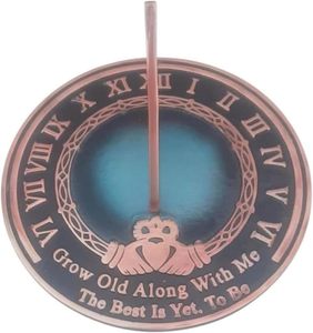 Horloge solaire en laiton de 10 pouces avec motif peint pour jardin, extérieur, cour, décoration intérieure et cadeau pour les amateurs de jardinage - Product Image 2