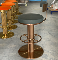 Moderner Grüner PU-Leder Barhocker mit Rückenlehne Goldener Edelstahl Drehbarer Thekenstuhl für Gastronomie Hotel Bar