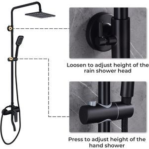 Juego de Grifería para Ducha Cuadrada de 10 Pulgadas con Rociador Manual de 3 Funciones - Product Image 4