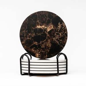 Contemporary <b>marble</b> <b>coaster</b> set for modern kitchen island decor with durable natural stone material - Product Image 4