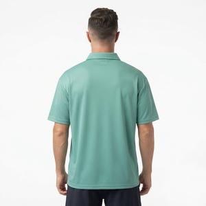 Polo en polyester uni à 2 boutons, manches courtes, pour homme, qualité supérieure, décontracté, coupe ample, basique - Product Image 4