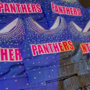 Conjunto de Uniforme de Animadoras para Niñas, Diseño Personalizado, Sublimación, Pedrería Frontal, Spandex, para Competencia Escolar - Product Image 2