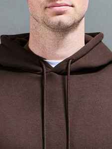 Sweat-shirt à capuche marron pour homme, coupe classique, 100% coton, molleton français, vêtement décontracté d'automne, tricot uni - Product Image 2