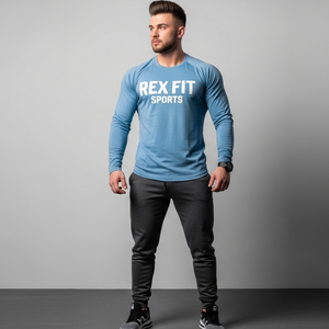 REXFIT SPORTS Camisetas Deportivas Premium de Manga Larga para Hombre, Tejido Ligero, OEM, Ropa Casual y de Entrenamiento - Product Image 4
