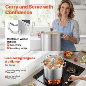 หม้อซุปอเนกประสงค์พร้อมฝาแก้วสำหรับซุป สตูว์ และอื่นๆ - Product Image 2