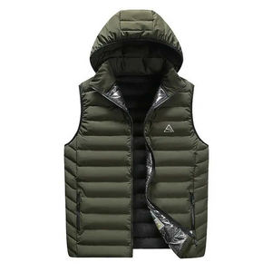 Gilet matelassé léger à capuche pour homme OEM, sans manches, avec poches zippées, séchage rapide, anti-UV, respirant, infroissable, 100 % polyester - Product Image 1