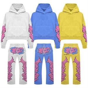 ชุดเซ็ตฮู้ดดี้และกางเกงจ็อกเกอร์พิมพ์ลายขายดีสำหรับผู้ชาย สไตล์ลำลอง แบรนด์สั่งทำได้ แฟชั่นสตรีทแวร์ขายส่งสำหรับฤดูใบไม้ร่วง - Product Image 1