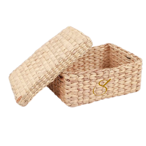 Woven Water Hyacinth Storage Basket with Lid: Eco-Friendly Gift <b>Box</b> - Product Image 1
