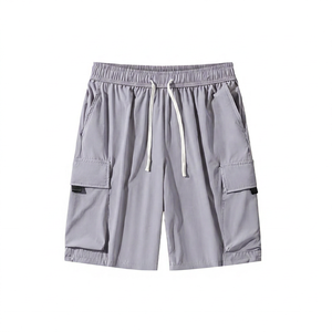 Pantalones Cortos Cargo para Hombre, Color Sólido, Cintura con Cordón, Secado Rápido, Tela Oxford, Estilo Casual, Diseño con Bolsillos - Product Image 2