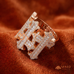 Luxury Rose Gold <b>Statement</b> <b>Ring</b> - Men's Iced Out Square <b>Ring</b> Pink Gold Hip Hop Bling Jewellery Supplier - Product Image 3