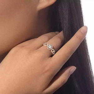 Rose Gold Diamond Engagement <b>Ring</b> Round Brilliant Cut Romantic Women's Fine Jewelry - Product Image 3