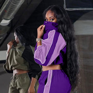 Custom Streetwear Women's Windbreaker Track Suit 2 Piece Set Lightweight Oversized <b>Plain</b> Nylon Track Suit for Women's - Product Image 3